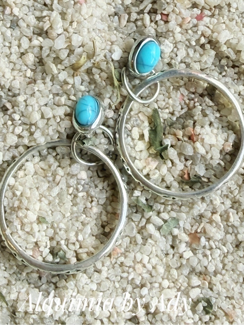 Alquimia Turquoise Oval Stone Silver Earrings HOOPS
